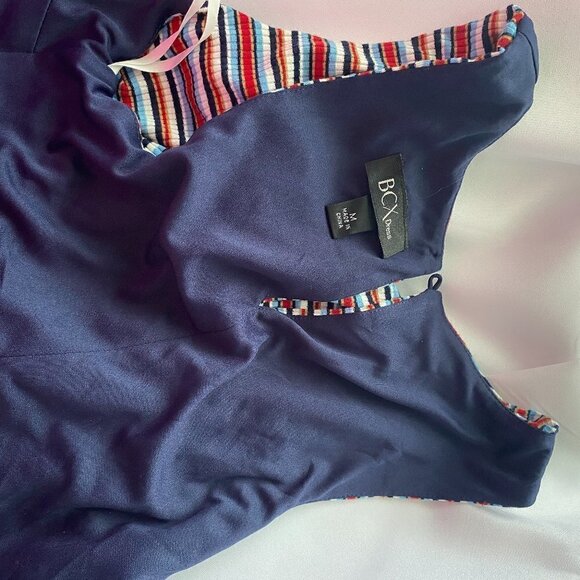 BCX Red White Blue Asymmetrical Hem Stripe Dress - Picture 13 of 16